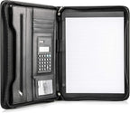 cossini Premium Business portafolios/portadocumentos de piel sintética con cierre y funda interior para tablet de 10.1 pulgadas (Bonos: Libreta de notas, calculadora, bolígrafo y eBook)