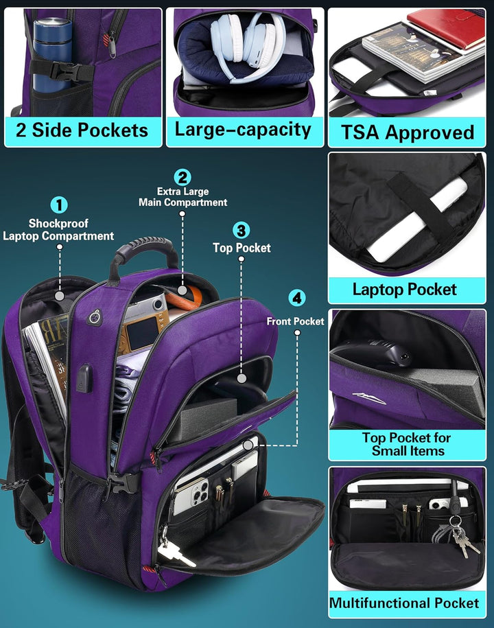 ProEtrade Mochila de viaje extra grande para portátil, antirrobo, p...