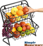 Simple Houseware Soporte rígido de 2 niveles para cesta de mercado, color negro