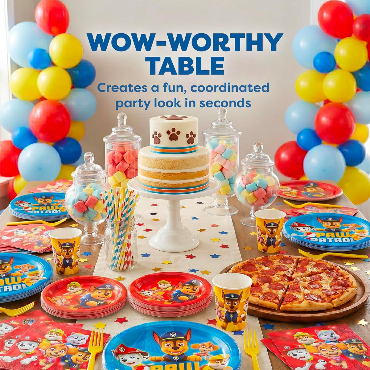 Unique Decoraciones de cumpleaños de Paw Patrol - Juego completo de vajilla