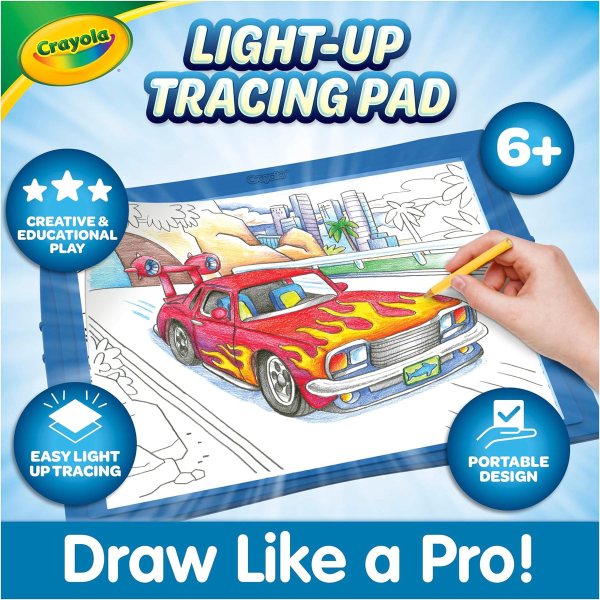 Crayola Almohadilla de trazado iluminada: proyector de dibujo y trazado azul, para niños, mesa de caja de luz para bocetos, juguetes para niños, regalo para niñas y niños, a partir de 6 años