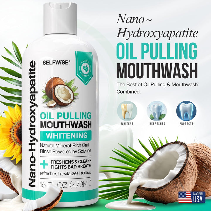 Enjuague bucal blanqueador con nano-hidroxiapatita y oil pulling pa...