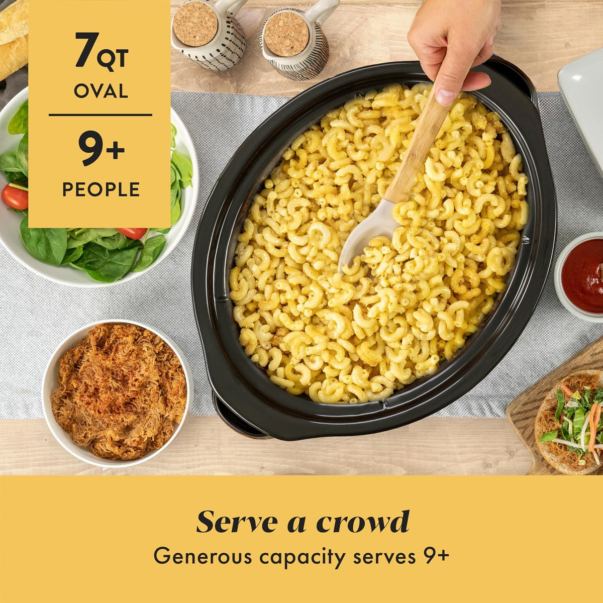 Crock-Pot Olla de cocción lenta manual de 7 cuartos de galón, tamaño familiar que sirve a más de 8 personas y se adapta a asados de 6 libras, gres extraíble con ajuste de calentamiento, apto para lavavajillas para una fácil limpieza, acero inoxidable