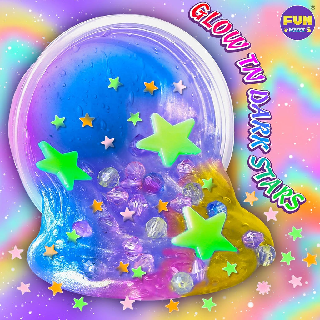 FunKidz - Kit de slime metálico de juguete para niños y niñas de 10 a 12 años, kit de fabricación de limo metálico para niños de 8 a 10 años, brillante, galáctico, divertidos regalos de slime