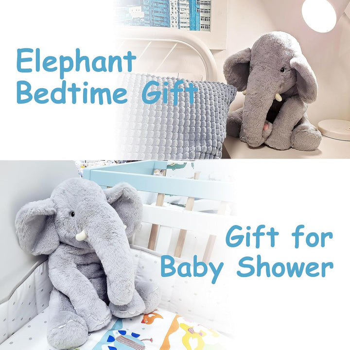 WEIGEDU Elefante de peluche gris de 13" - Juguete de felpa para...
