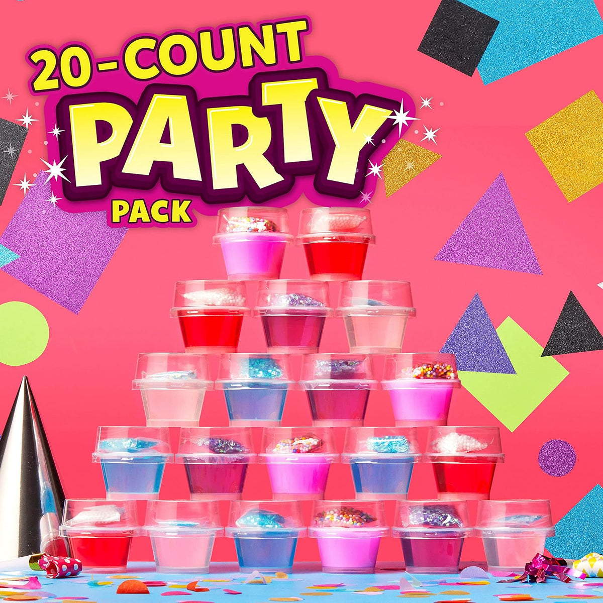 Elmer's Gue - Kit de slime prefabricado, paquete de fiesta, incluye divertidos complementos únicos, 20 unidades