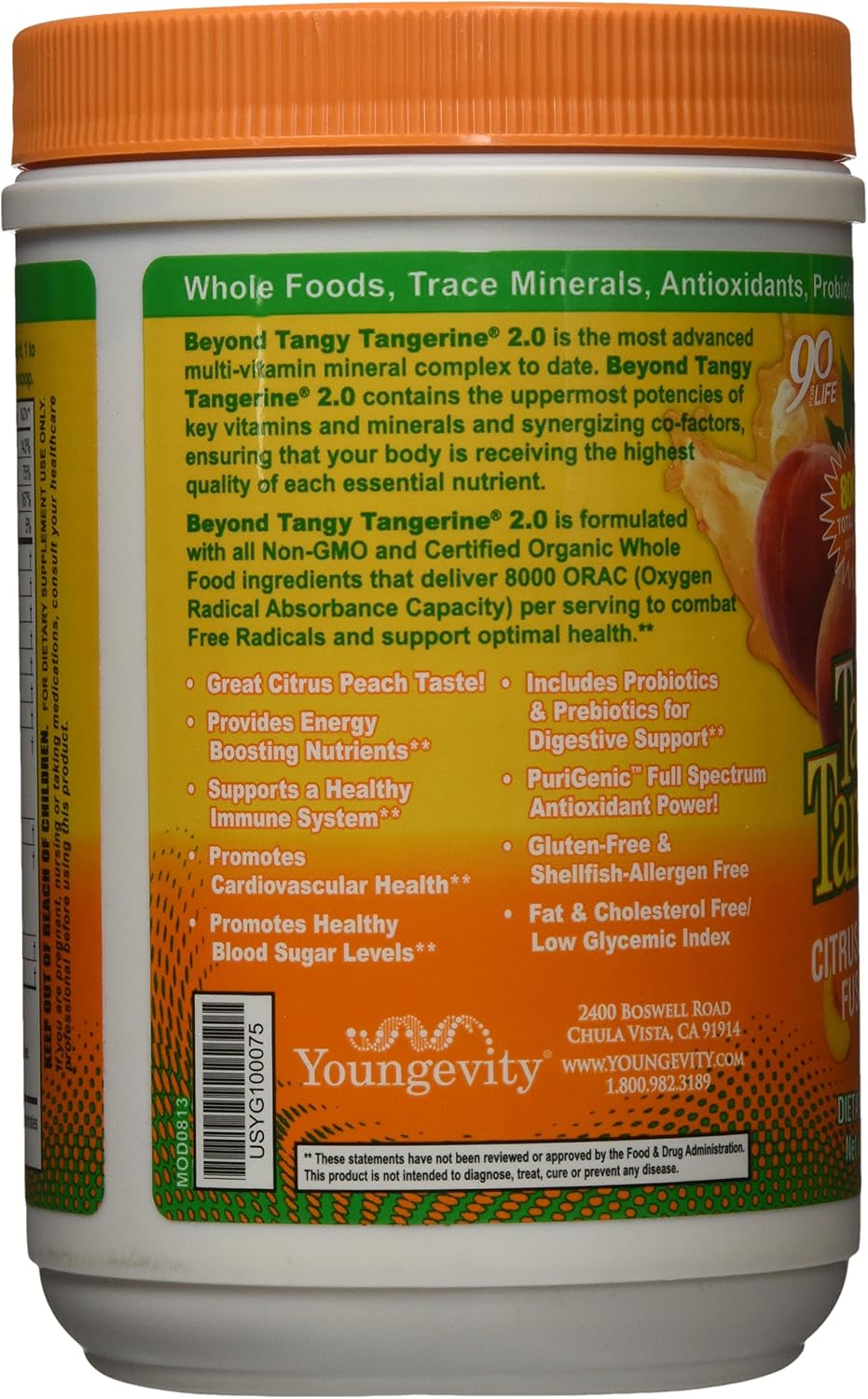 Youngevity Beyond Tangy Tangerine 2.0 Citrus Peach Fusion Complejo...