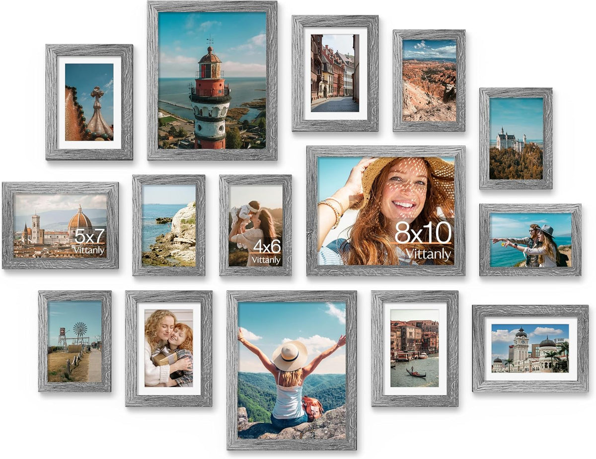 Paquete de 15 marcos de fotos para decoración de pared