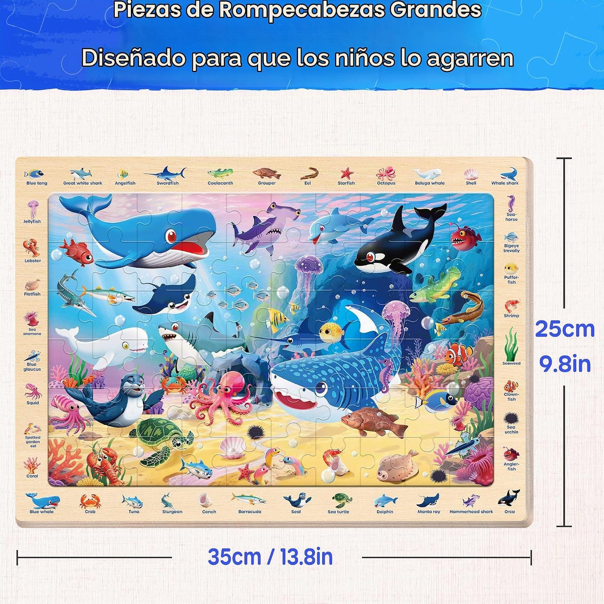 SYNARRY Rompecabezas de madera de animales del océano de granja de dinosaurios para niños de 4 a 6 años, 4 x 60 piezas, rompecabezas para combinar y encontrar para niños de 3 a 5 años, rompecabezas
