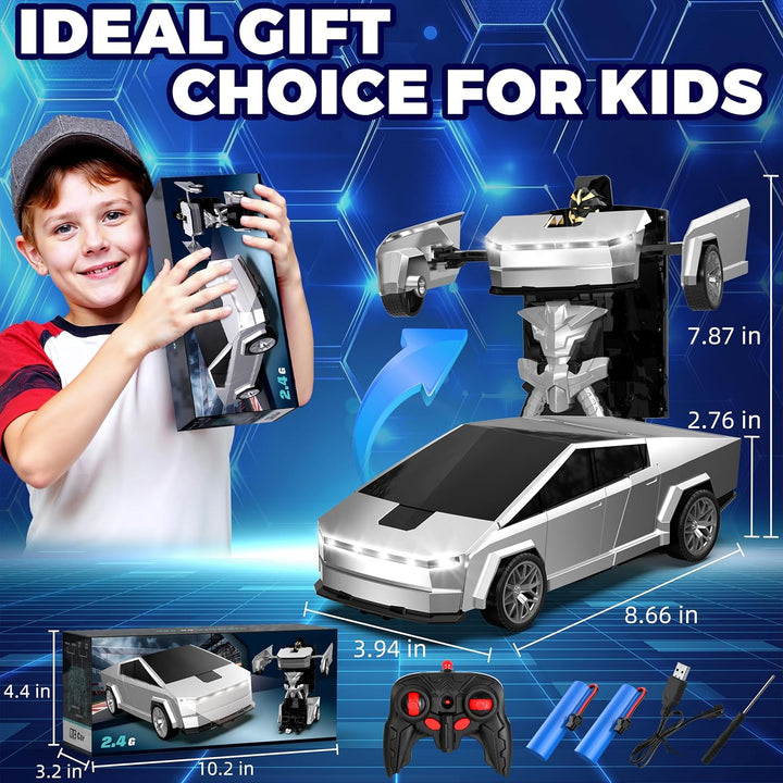 Transform RC Cyber Pickup Truck Car Robot Toy para niños, auto de c...