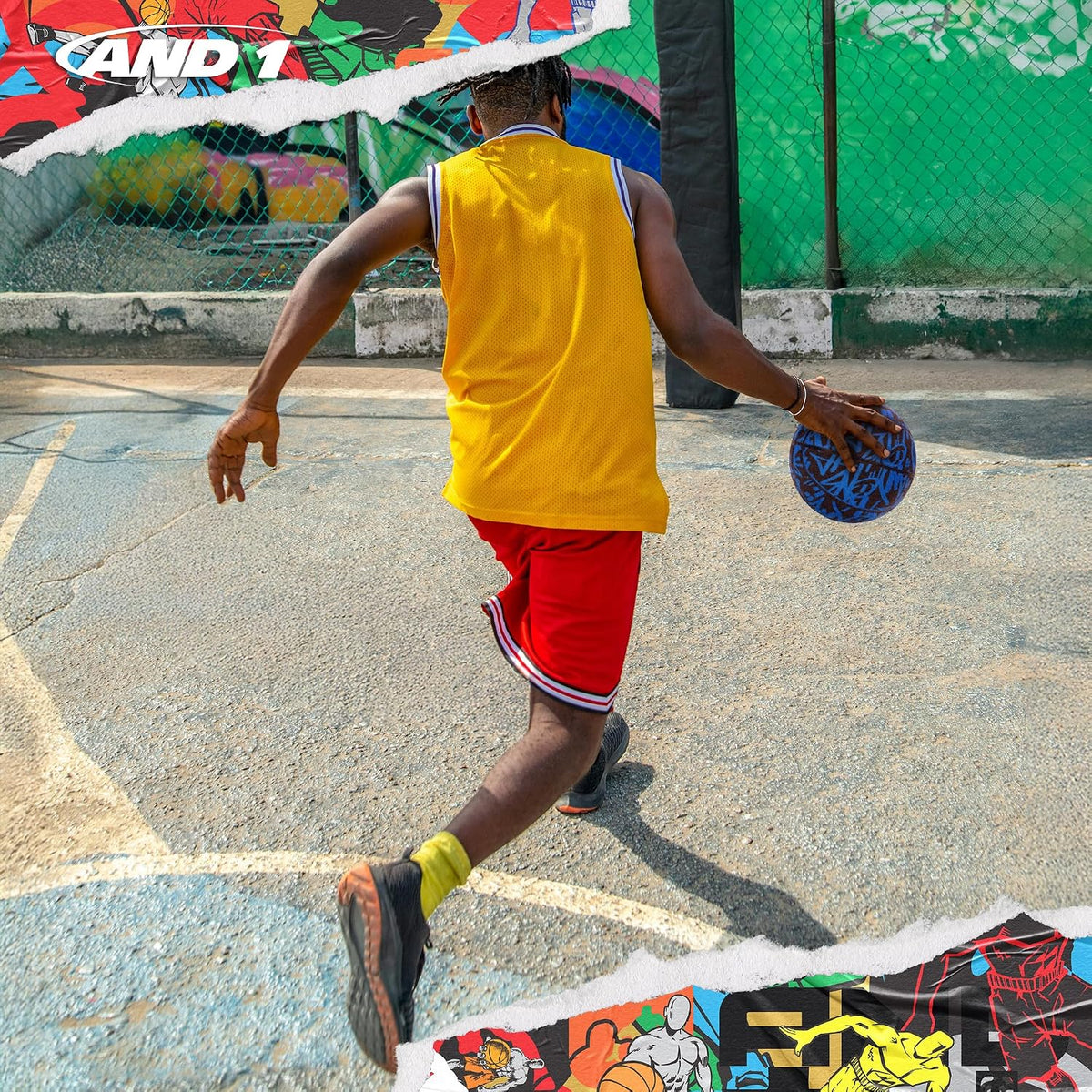 AND1 Balón de baloncesto de goma: tamaño reglamentario oficial 7 (29.5 pulgadas) – Construcción de canal profundo, hecho para juegos de baloncesto en interiores y exteriores