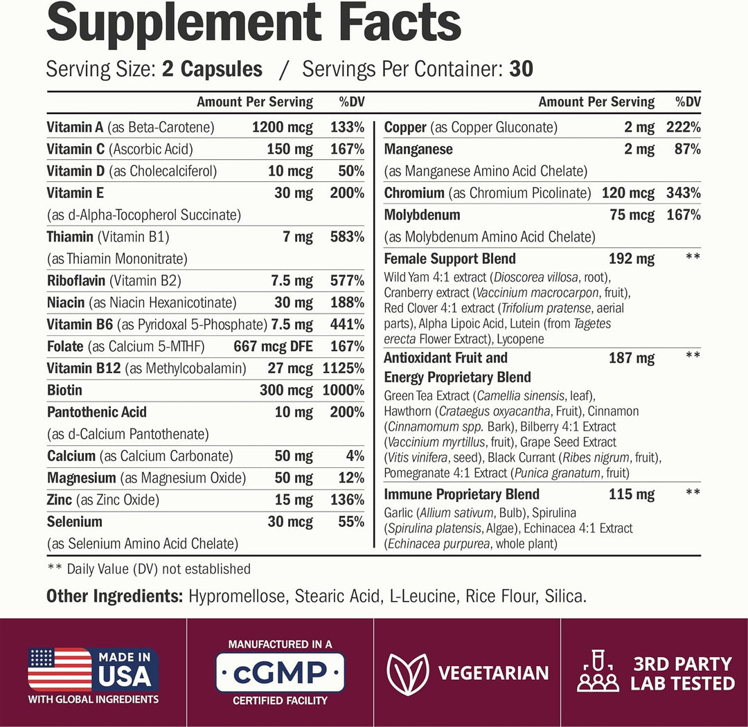 Suplemento multivitamínico para mujer: vitaminas y minerales diario...