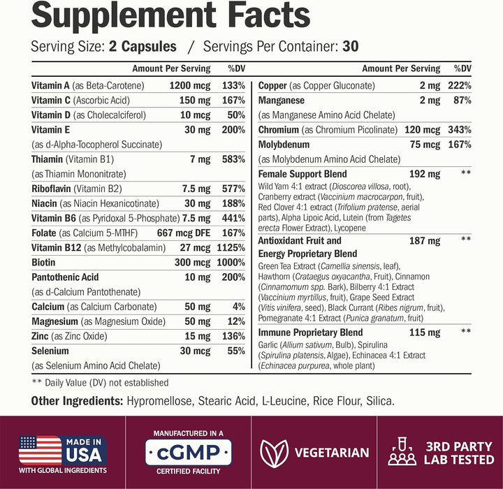 Suplemento multivitamínico para mujer: vitaminas y minerales diario...