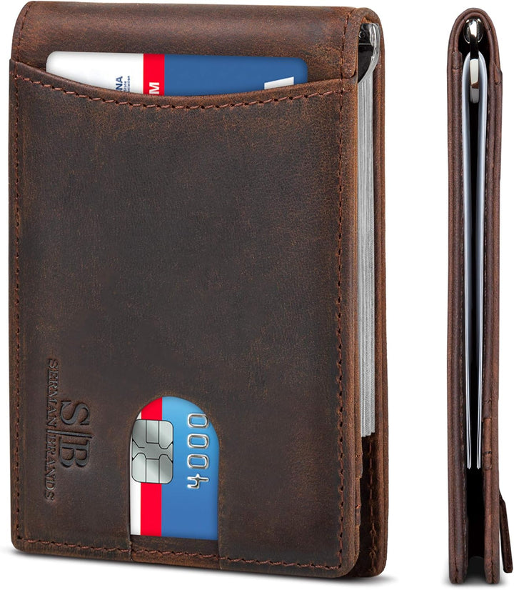 SERMAN BRANDS RFID Blocking Slim Bifold Genuine Leather Minimalist...