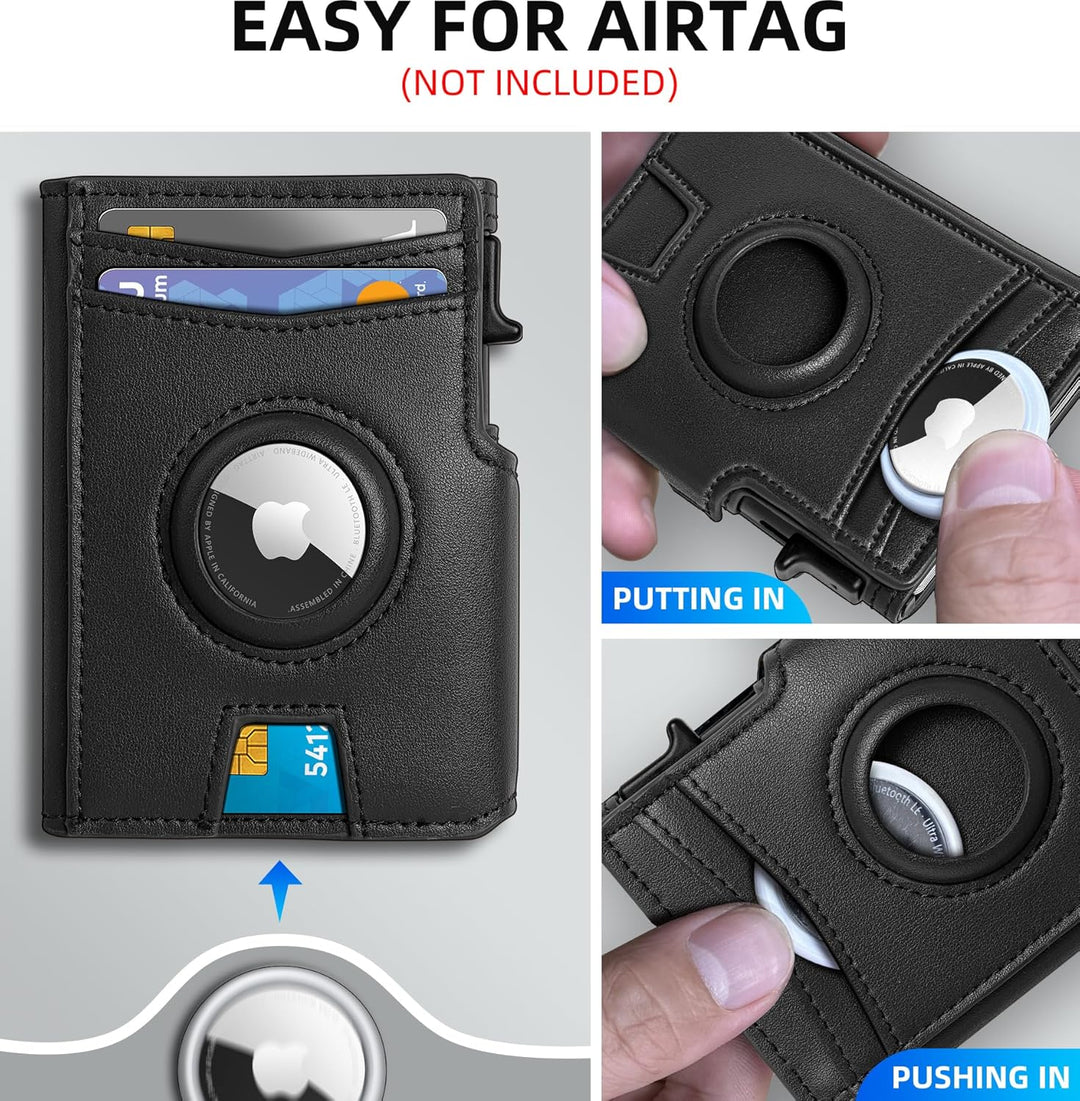 Miyozi - Billetera Airtag para hombre, con clip de dinero, estuche...