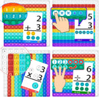Juegos de matemáticas para niños, tarjetas flash de matemáticas, kit de práctica interactiva, práctica Pop It con suma, resta, multiplicación y división, ideal para aprender y desarrollar habilidades, edades de 4 a 8 años