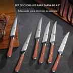 Juego de 6 Cuchillos para Filetear YOTSUBA con Larga Espiga y Mango de Madera de Etiro