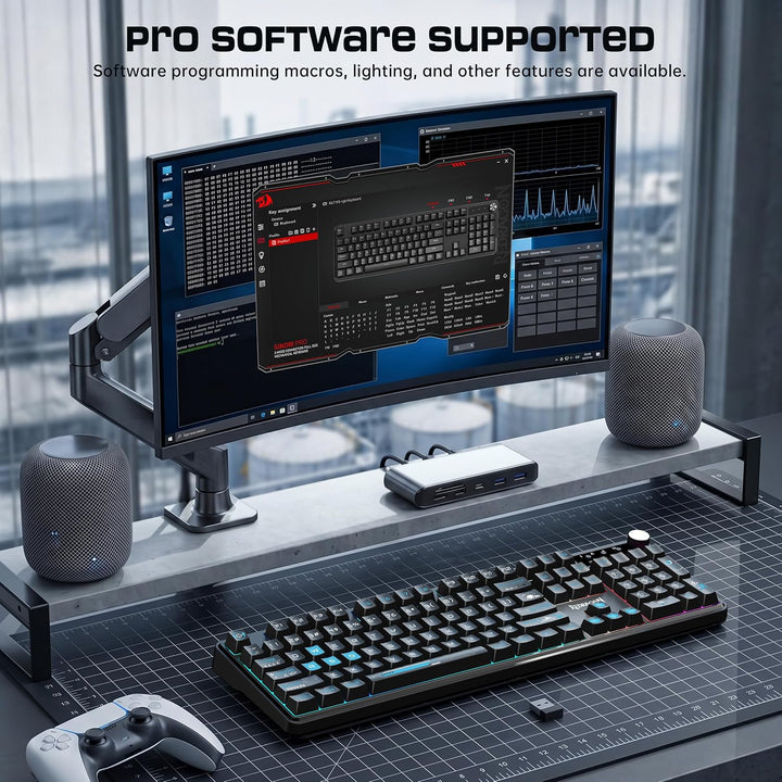 Redragon RM104 Teclado inalámbrico para juegos con perilla, teclado...