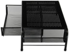 SimpleHouseware. Soporte elevador de escritorio de metal con cajón organizador, Negro Paquete de 2