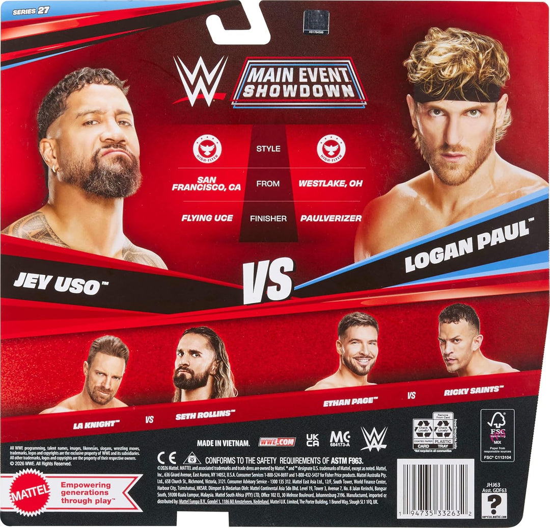 Mattel WWE Main Event Showdown Figuras de acción de 2 unidades con...
