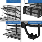 Simple Trending - Organizador de archivos de escritorio de 7 niveles, organizador de bandejas de papel tamaño carta con soporte para bolígrafos y canasta colgante de metal, negro