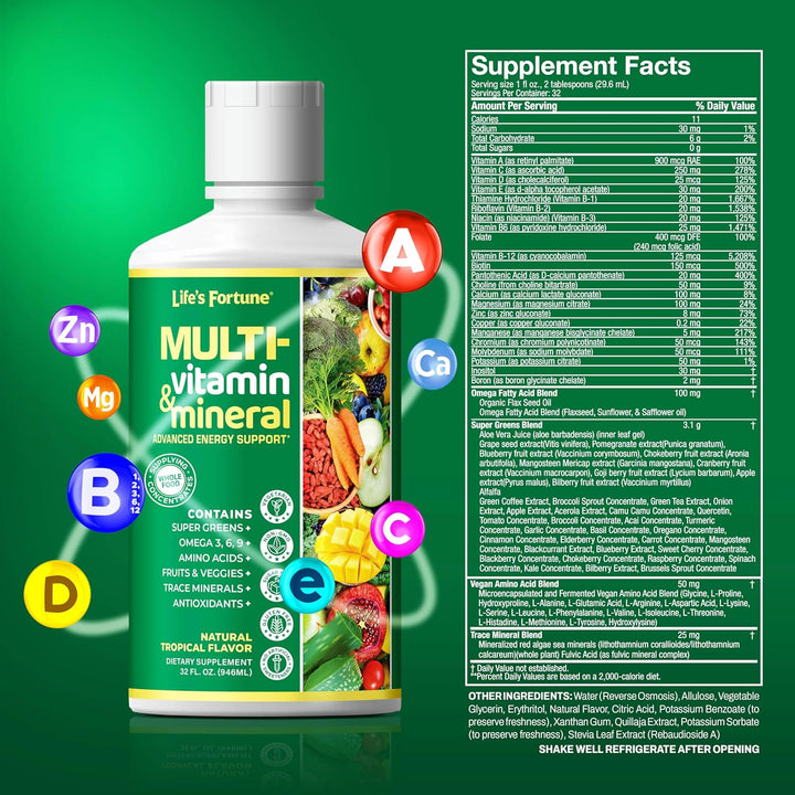 Life's Fortune Multivitamínico líquido para adultos, hombres y...