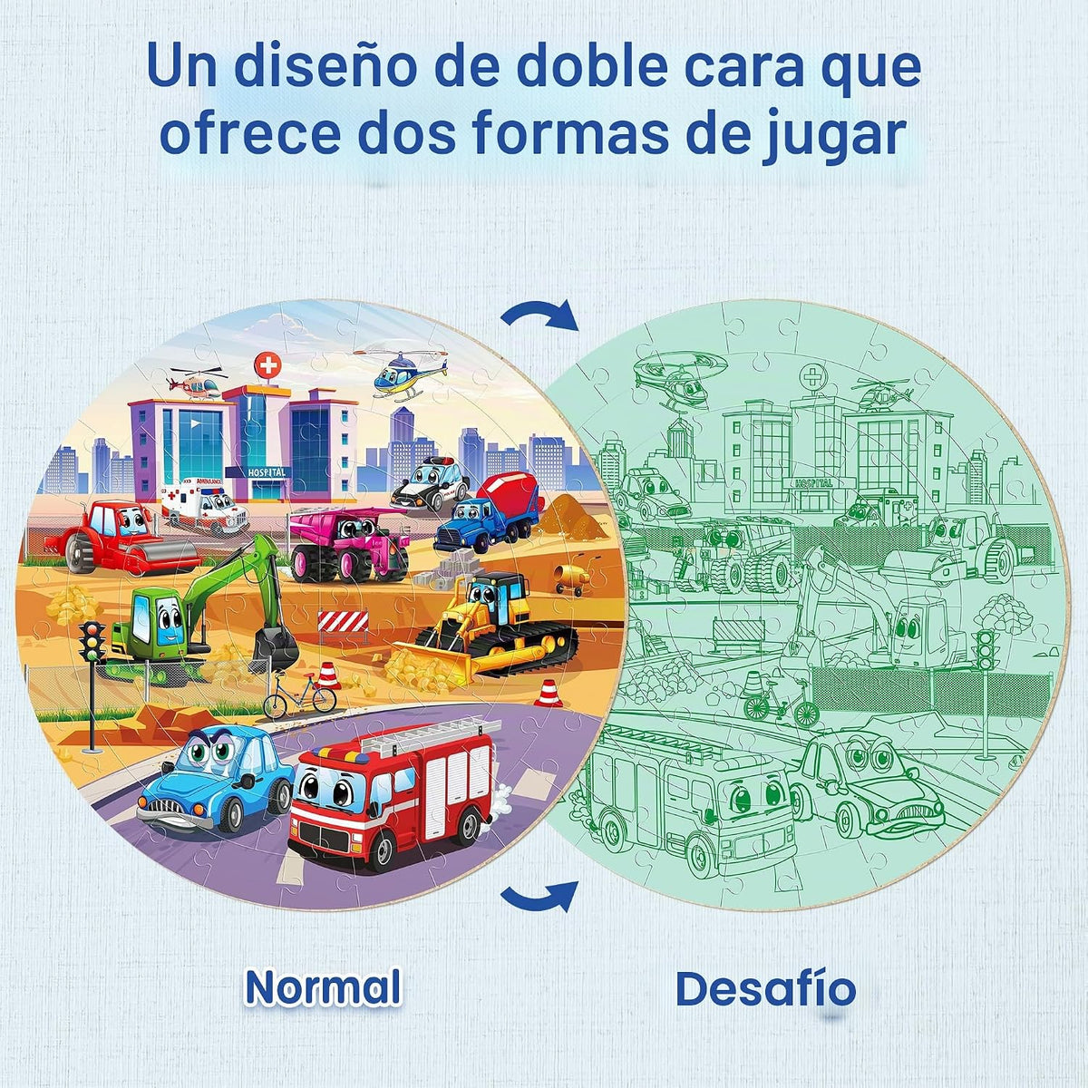 SYNARRY Rompecabezas de piso de transporte para niños de 3 a 5 años, grande