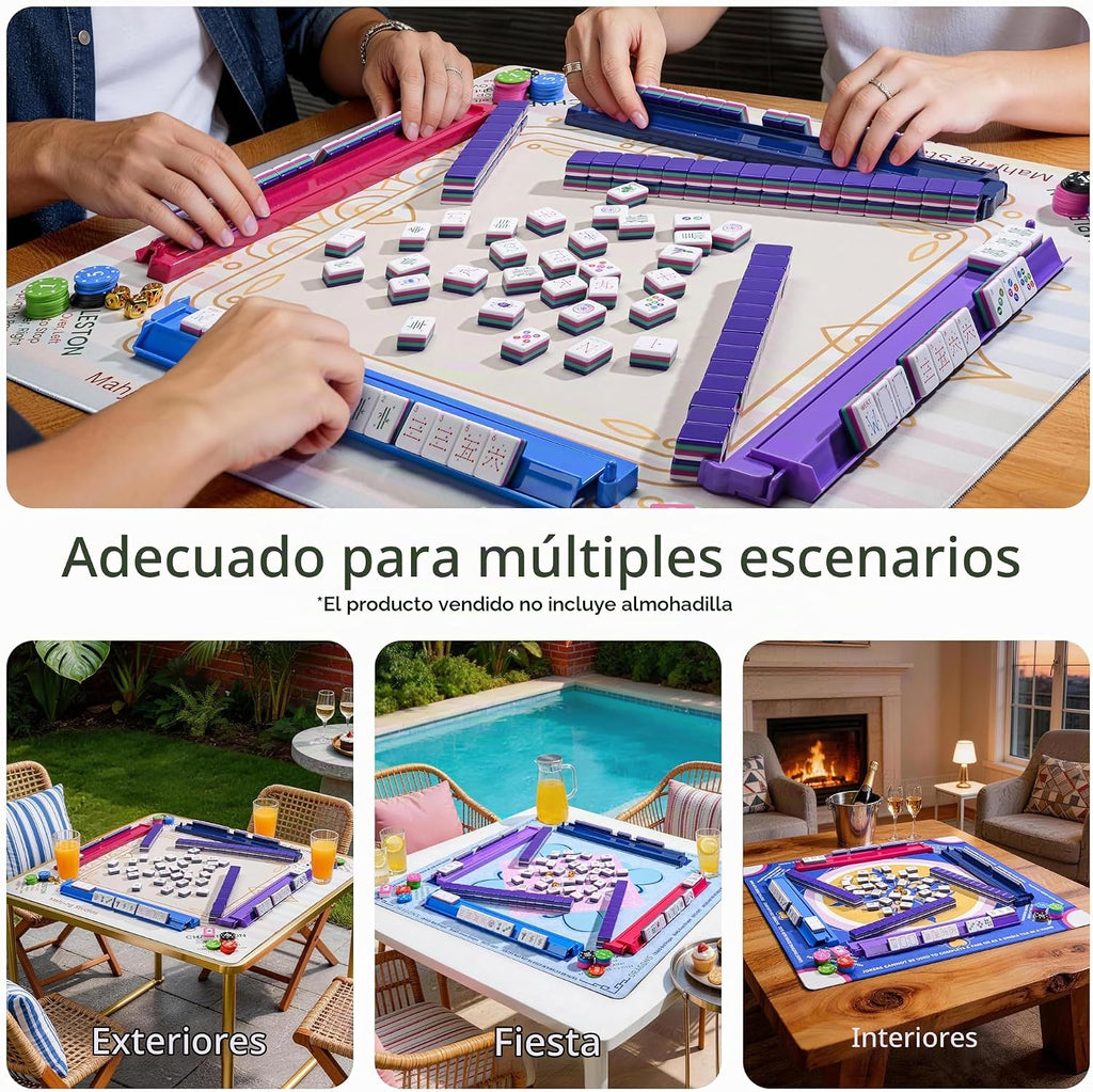 Juego de 160 azulejos de Mahjong americanos solamente, azulejos del zodiaco de 4 capas, diseño patentado de I+D hecho a medida para viajes de juego en casa (sin estuche ni chips)