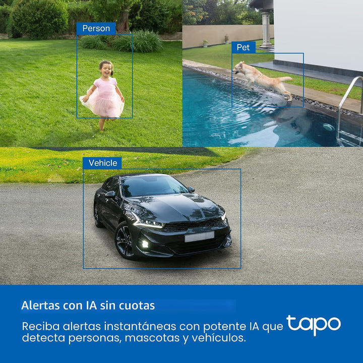 Tapo MagCam 2K Solar, cámara de batería para exteriores+base magnét...