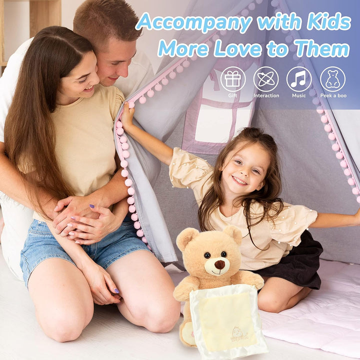 Hopearl Peek A Boo Bear con manta de seguridad, interactivo, repite...