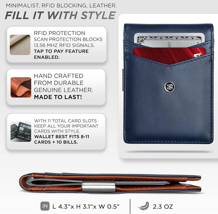 Suavell Billeteras delgadas para hombres. Cartera plegable minimali...