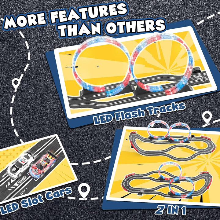 Juegos de Pistas de Carreras de Coches de Ranura con 4 Coches de Ra...