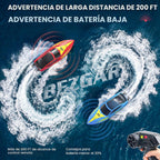 BEZGAR Barco RC de 10 pulgadas, paquete de 2 con 7 efectos LED y tiempo de