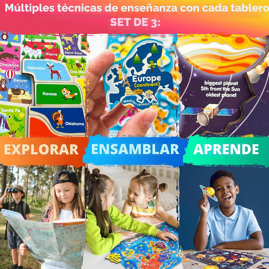 US Map Puzzles para Kids Ages 4-6 - Wooden Toddler Puzzles Ages 3-5