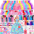342 piezas de ropa y accesorios para muñecas con muñeca, vestidos de princesa, vestidos de moda, parte superior, pantalones, trajes de baño, zapatos, perchas y otros accesorios, juego de muñeca