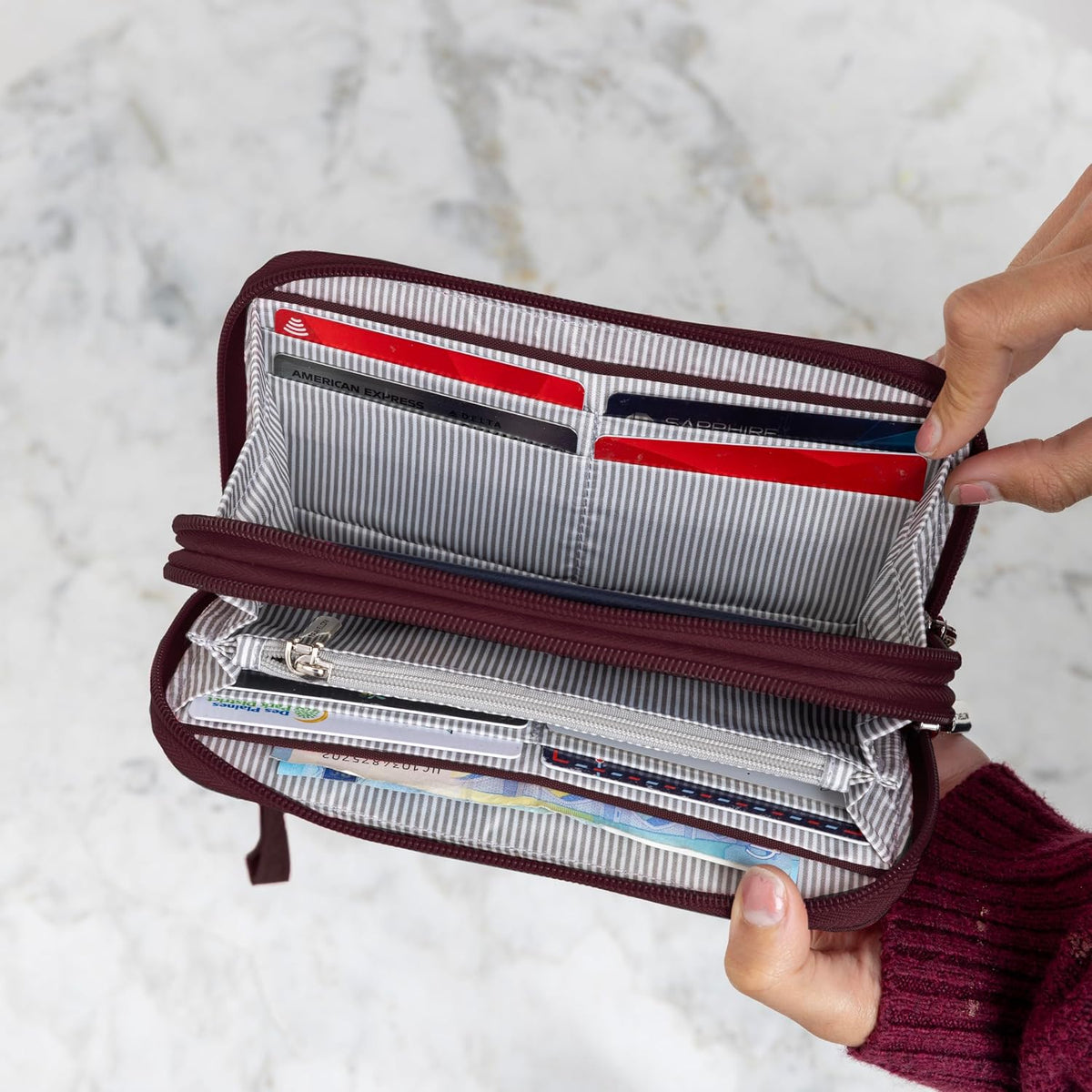 Travelon Cartera con doble cremallera con bloqueo RFID, Negro