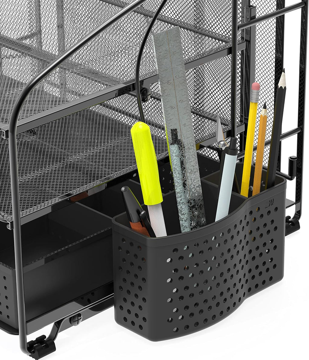 Simple Houseware Organizador de escritorio de 3 niveles con cajón