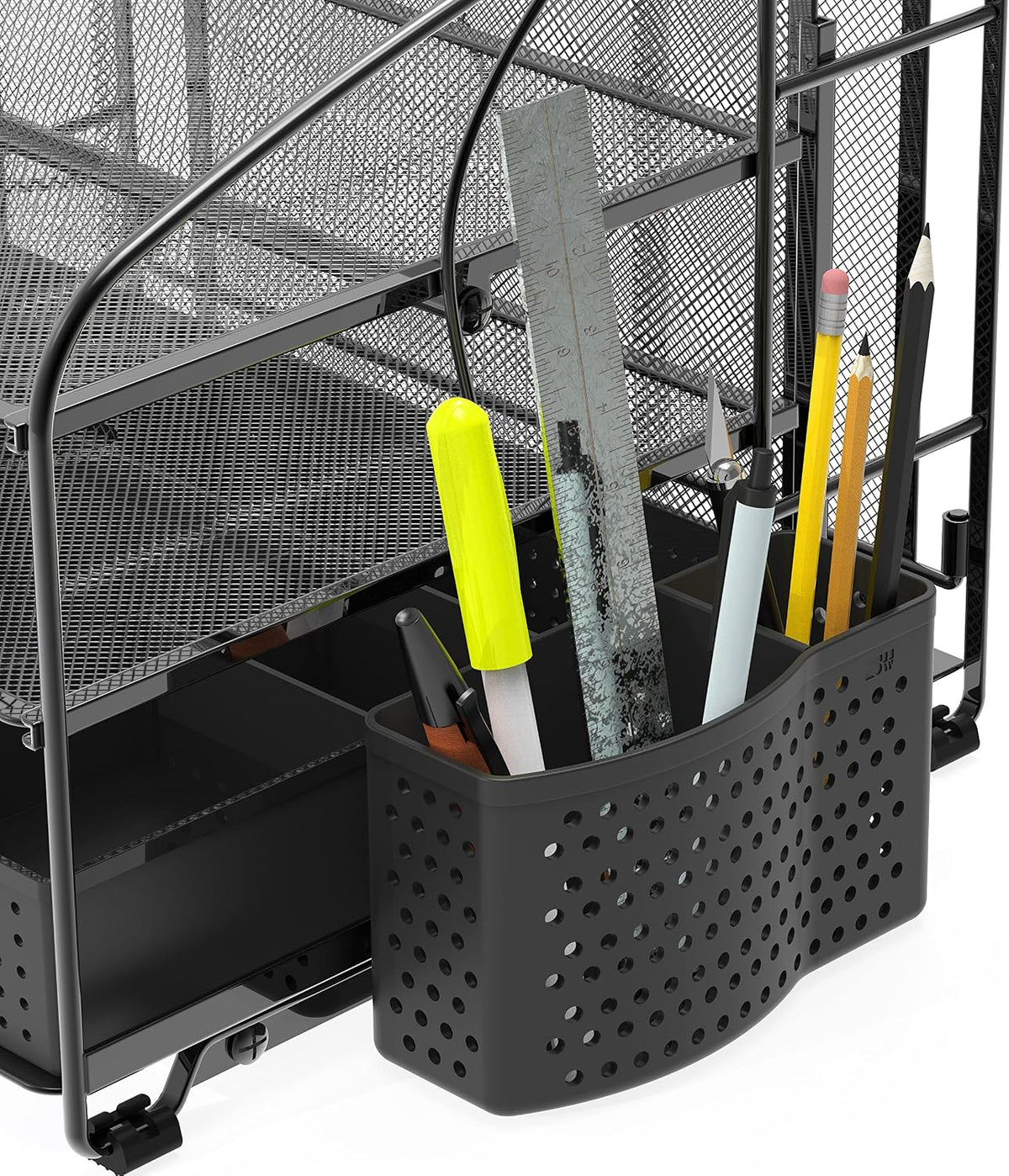 Simple Houseware Organizador de escritorio de 3 niveles con cajón