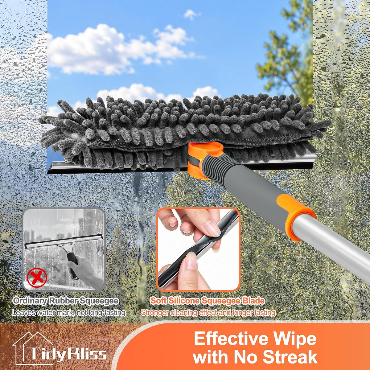 TidyBliss Herramienta limpiadora de escobilla de ventana 2 en 1 para el