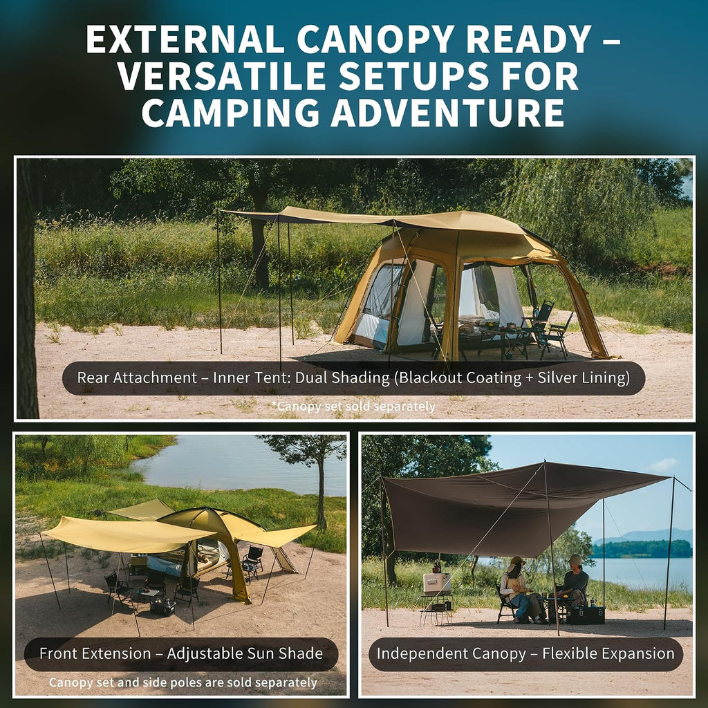 Naturehike Dune Tent Dura con Válvula de Estufa, Doble Capa, Tienda de 4 Estaciones, Impermeable para 2-4 Personas de Acampar
