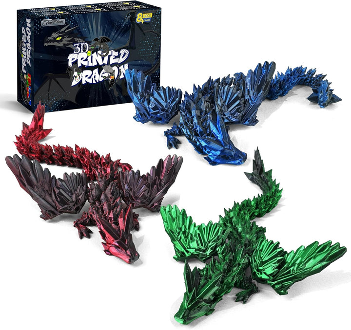Cybermaker 3 piezas de dragón impreso en 3D de 9 pulgadas