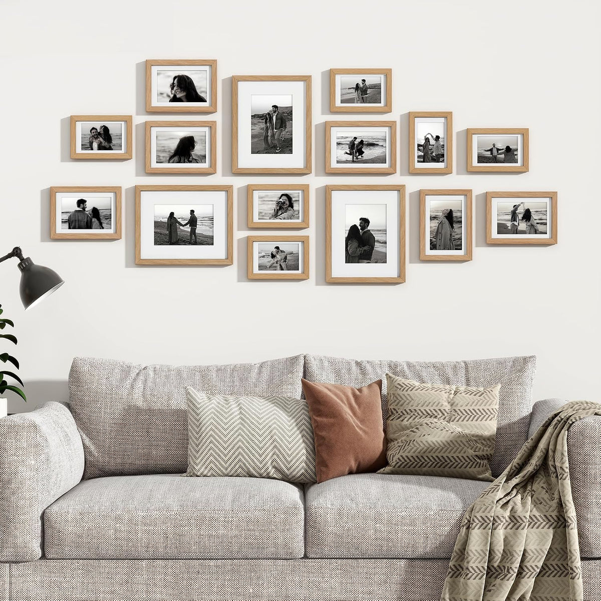Paquete de 15 Marcos de Fotos Collage Decoración de Pared, Juego de Marcos de Galería para Montaje en Pared o Exhibición de Mesa, Múltiples Tamaños Incluyendo 3pcs 8x10 pulgadas, 6pcs 5x7