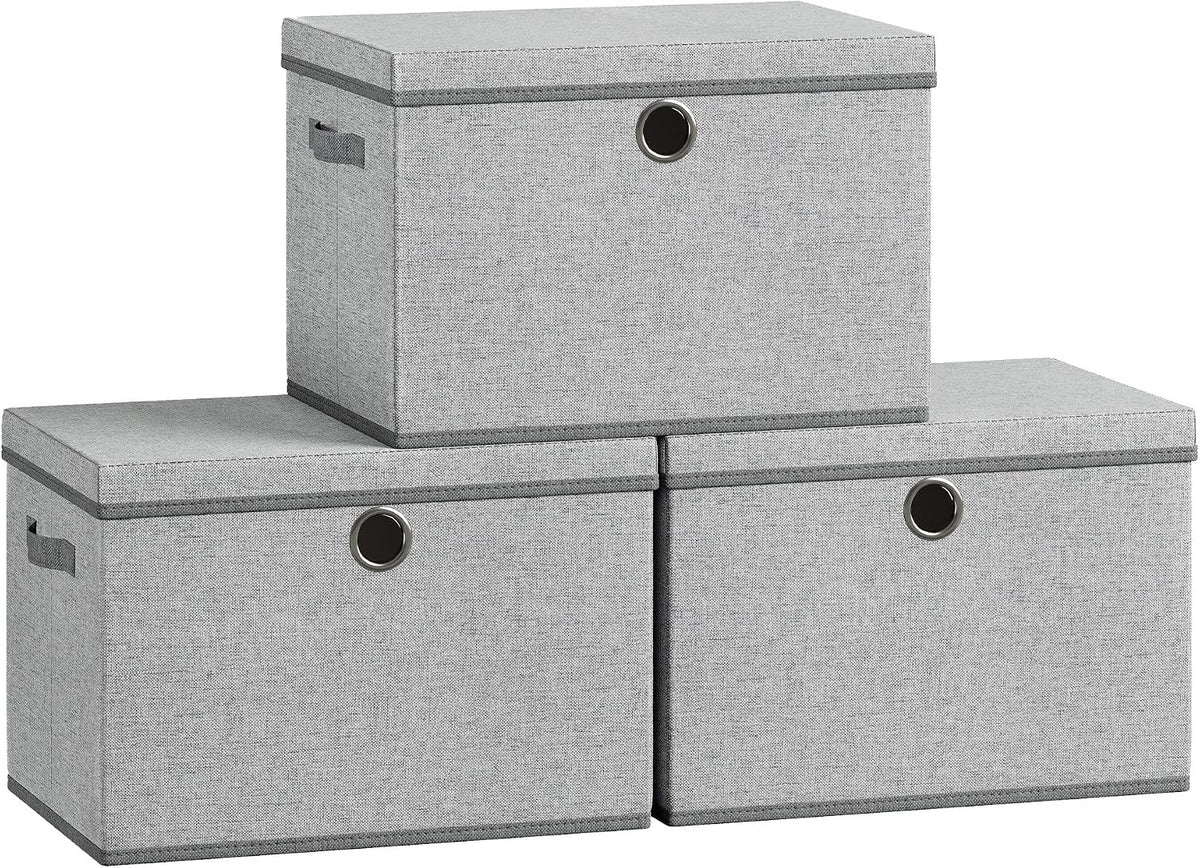 SONGMICS Juego de 3 contenedores de almacenamiento con tapas, cajas de