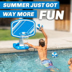 GoSports Splash Hoop PRO - Elige tu color - Juego de baloncesto para piscina; incluye una canasta de baloncesto para agua para colocar junto a la piscina, 2 balones y una bomba