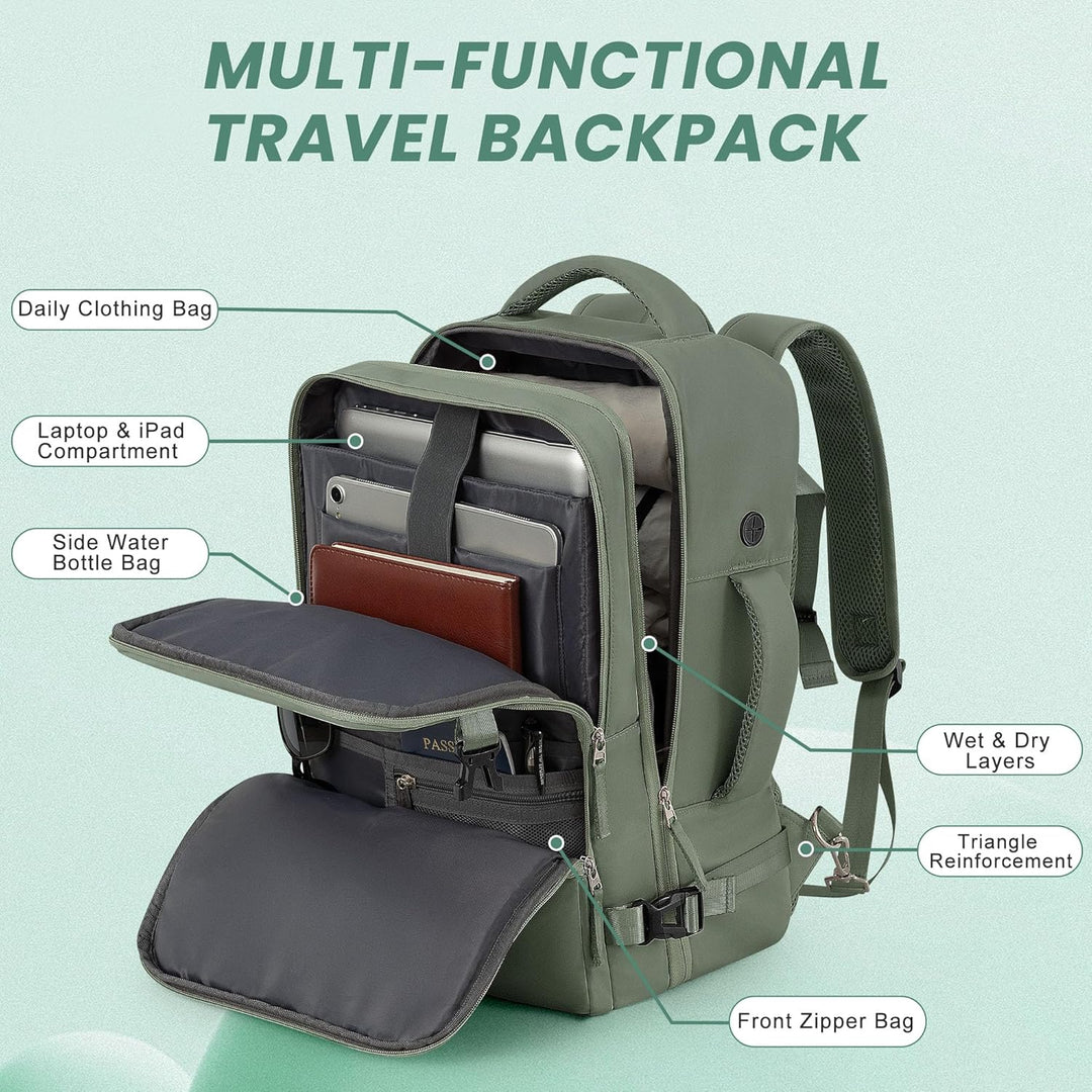Mochila de Viaje Sinaliy, Verde militar, Grande, Viajes