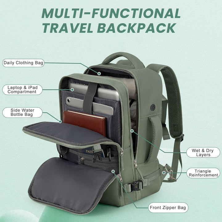 Mochila de Viaje Sinaliy, Verde militar, X-Grande