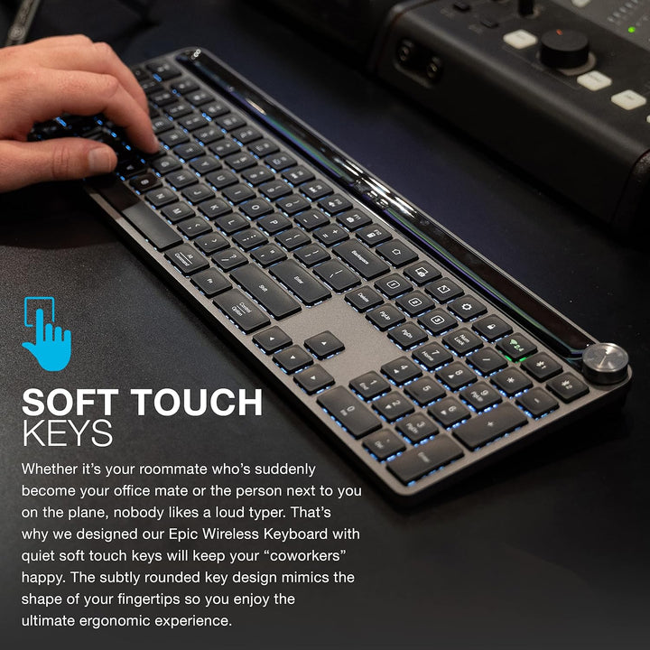 JLab, Epic, teclado inalámbrico, Bluetooth 5.2, USB Dongle, multidi...
