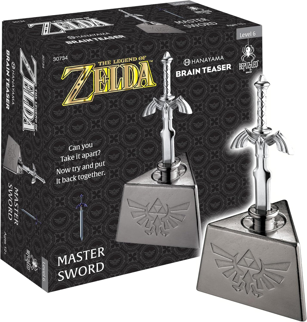 Legend of Zelda Master Sword Hanayama Metal Brain Teaser, nivel 6 a partir de 12 años