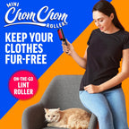 ChomChom Roller Removedor de pelo de mascotas – Rodillo reutilizable para eliminar pelusas para ropa, sofás, autos y viajes – Removedor de pelo de gatos y perros, compacto, no necesita recambios pegajosos (mini rodillo)