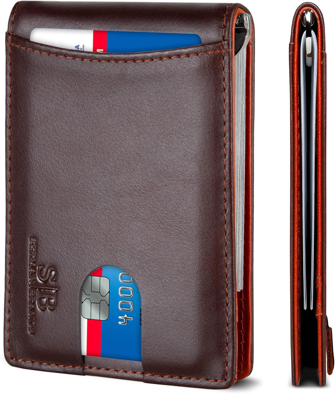 SERMAN BRANDS RFID Blocking Slim Bifold Genuine Leather Minimalist...